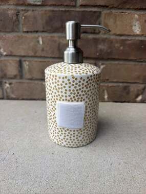 Happy Everything White Small Gold Dot Mini Cylinder Soap Pump
